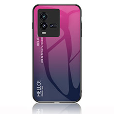 Silikon Schutzhülle Rahmen Tasche Hülle Spiegel Farbverlauf Regenbogen LS1 für Vivo iQOO 10 5G Pink