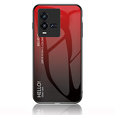 Silikon Schutzhülle Rahmen Tasche Hülle Spiegel Farbverlauf Regenbogen LS1 für Vivo iQOO 10 5G Rot