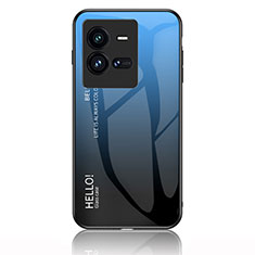 Silikon Schutzhülle Rahmen Tasche Hülle Spiegel Farbverlauf Regenbogen LS1 für Vivo iQOO 10 Pro 5G Blau