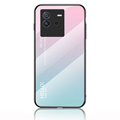 Silikon Schutzhülle Rahmen Tasche Hülle Spiegel Farbverlauf Regenbogen LS1 für Vivo iQOO Neo6 5G Cyan