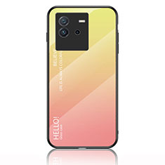 Silikon Schutzhülle Rahmen Tasche Hülle Spiegel Farbverlauf Regenbogen LS1 für Vivo iQOO Neo6 5G Gelb