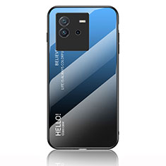 Silikon Schutzhülle Rahmen Tasche Hülle Spiegel Farbverlauf Regenbogen LS1 für Vivo iQOO Neo6 SE 5G Blau