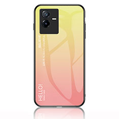 Silikon Schutzhülle Rahmen Tasche Hülle Spiegel Farbverlauf Regenbogen LS1 für Vivo iQOO Z6x Gelb