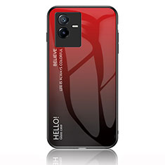 Silikon Schutzhülle Rahmen Tasche Hülle Spiegel Farbverlauf Regenbogen LS1 für Vivo iQOO Z6x Rot