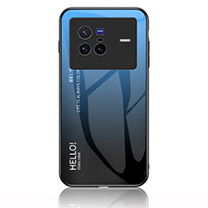 Silikon Schutzhülle Rahmen Tasche Hülle Spiegel Farbverlauf Regenbogen LS1 für Vivo X80 5G Blau