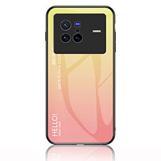 Silikon Schutzhülle Rahmen Tasche Hülle Spiegel Farbverlauf Regenbogen LS1 für Vivo X80 5G Gelb