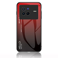 Silikon Schutzhülle Rahmen Tasche Hülle Spiegel Farbverlauf Regenbogen LS1 für Vivo X80 5G Rot