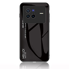 Silikon Schutzhülle Rahmen Tasche Hülle Spiegel Farbverlauf Regenbogen LS1 für Vivo X80 5G Schwarz