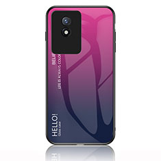 Silikon Schutzhülle Rahmen Tasche Hülle Spiegel Farbverlauf Regenbogen LS1 für Vivo Y02 Pink
