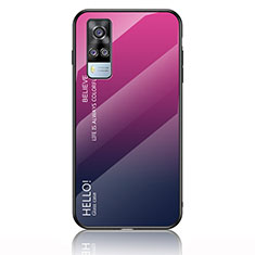 Silikon Schutzhülle Rahmen Tasche Hülle Spiegel Farbverlauf Regenbogen LS1 für Vivo Y31 (2021) Pink