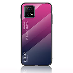 Silikon Schutzhülle Rahmen Tasche Hülle Spiegel Farbverlauf Regenbogen LS1 für Vivo Y31s 5G Pink