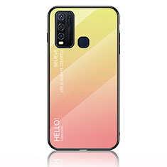 Silikon Schutzhülle Rahmen Tasche Hülle Spiegel Farbverlauf Regenbogen LS1 für Vivo Y50 Gelb