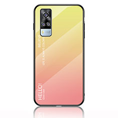 Silikon Schutzhülle Rahmen Tasche Hülle Spiegel Farbverlauf Regenbogen LS1 für Vivo Y51 (2021) Gelb