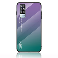 Silikon Schutzhülle Rahmen Tasche Hülle Spiegel Farbverlauf Regenbogen LS1 für Vivo Y51 (2021) Plusfarbig