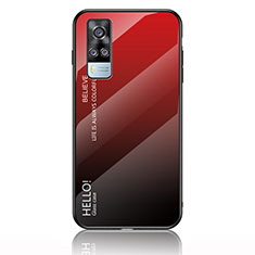 Silikon Schutzhülle Rahmen Tasche Hülle Spiegel Farbverlauf Regenbogen LS1 für Vivo Y51 (2021) Rot