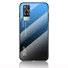 Silikon Schutzhülle Rahmen Tasche Hülle Spiegel Farbverlauf Regenbogen LS1 für Vivo Y53s NFC Blau