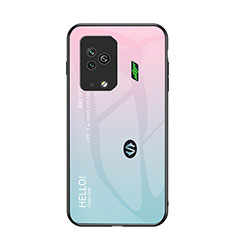 Silikon Schutzhülle Rahmen Tasche Hülle Spiegel Farbverlauf Regenbogen LS1 für Xiaomi Black Shark 5 Pro 5G Cyan