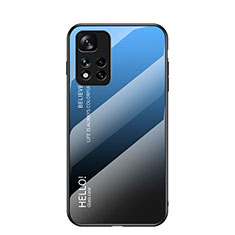 Silikon Schutzhülle Rahmen Tasche Hülle Spiegel Farbverlauf Regenbogen LS1 für Xiaomi Mi 11i 5G (2022) Blau