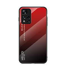 Silikon Schutzhülle Rahmen Tasche Hülle Spiegel Farbverlauf Regenbogen LS1 für Xiaomi Mi 11i 5G (2022) Rot