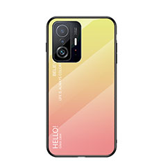 Silikon Schutzhülle Rahmen Tasche Hülle Spiegel Farbverlauf Regenbogen LS1 für Xiaomi Mi 11T 5G Gelb