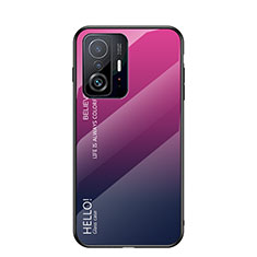 Silikon Schutzhülle Rahmen Tasche Hülle Spiegel Farbverlauf Regenbogen LS1 für Xiaomi Mi 11T Pro 5G Pink