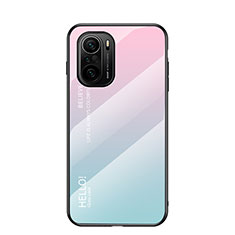 Silikon Schutzhülle Rahmen Tasche Hülle Spiegel Farbverlauf Regenbogen LS1 für Xiaomi Mi 11X Pro 5G Cyan