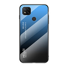 Silikon Schutzhülle Rahmen Tasche Hülle Spiegel Farbverlauf Regenbogen LS1 für Xiaomi POCO C3 Blau