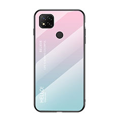 Silikon Schutzhülle Rahmen Tasche Hülle Spiegel Farbverlauf Regenbogen LS1 für Xiaomi POCO C3 Cyan