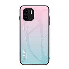 Silikon Schutzhülle Rahmen Tasche Hülle Spiegel Farbverlauf Regenbogen LS1 für Xiaomi Poco C50 Cyan