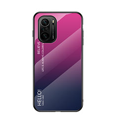 Silikon Schutzhülle Rahmen Tasche Hülle Spiegel Farbverlauf Regenbogen LS1 für Xiaomi Poco F3 5G Pink