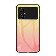 Silikon Schutzhülle Rahmen Tasche Hülle Spiegel Farbverlauf Regenbogen LS1 für Xiaomi Poco M4 5G Gelb