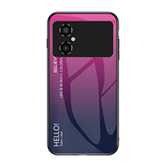 Silikon Schutzhülle Rahmen Tasche Hülle Spiegel Farbverlauf Regenbogen LS1 für Xiaomi Poco M4 5G Pink