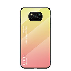 Silikon Schutzhülle Rahmen Tasche Hülle Spiegel Farbverlauf Regenbogen LS1 für Xiaomi Poco X3 NFC Gelb