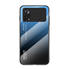 Silikon Schutzhülle Rahmen Tasche Hülle Spiegel Farbverlauf Regenbogen LS1 für Xiaomi Poco X4 Pro 5G Blau