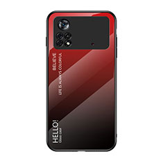 Silikon Schutzhülle Rahmen Tasche Hülle Spiegel Farbverlauf Regenbogen LS1 für Xiaomi Poco X4 Pro 5G Rot