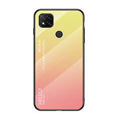 Silikon Schutzhülle Rahmen Tasche Hülle Spiegel Farbverlauf Regenbogen LS1 für Xiaomi Redmi 9 Activ Gelb