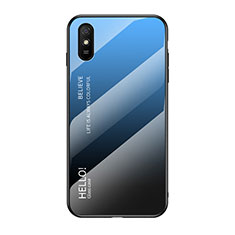 Silikon Schutzhülle Rahmen Tasche Hülle Spiegel Farbverlauf Regenbogen LS1 für Xiaomi Redmi 9i Blau