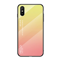 Silikon Schutzhülle Rahmen Tasche Hülle Spiegel Farbverlauf Regenbogen LS1 für Xiaomi Redmi 9i Gelb