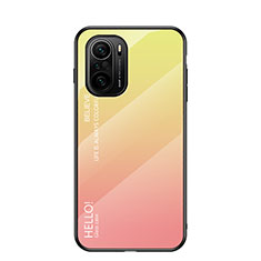 Silikon Schutzhülle Rahmen Tasche Hülle Spiegel Farbverlauf Regenbogen LS1 für Xiaomi Redmi K40 Pro+ Plus 5G Gelb