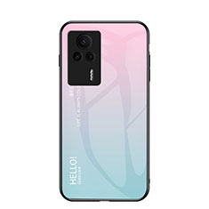 Silikon Schutzhülle Rahmen Tasche Hülle Spiegel Farbverlauf Regenbogen LS1 für Xiaomi Redmi K60E 5G Cyan