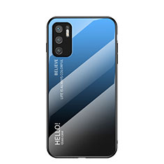 Silikon Schutzhülle Rahmen Tasche Hülle Spiegel Farbverlauf Regenbogen LS1 für Xiaomi Redmi Note 10 5G Blau
