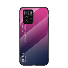 Silikon Schutzhülle Rahmen Tasche Hülle Spiegel Farbverlauf Regenbogen LS1 für Xiaomi Redmi Note 10 Pro 5G Pink