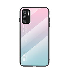 Silikon Schutzhülle Rahmen Tasche Hülle Spiegel Farbverlauf Regenbogen LS1 für Xiaomi Redmi Note 10T 5G Cyan