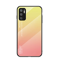 Silikon Schutzhülle Rahmen Tasche Hülle Spiegel Farbverlauf Regenbogen LS1 für Xiaomi Redmi Note 10T 5G Gelb