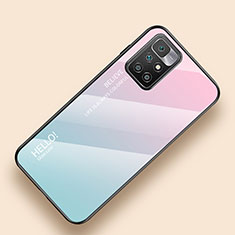 Silikon Schutzhülle Rahmen Tasche Hülle Spiegel Farbverlauf Regenbogen LS1 für Xiaomi Redmi Note 11 4G (2021) Cyan