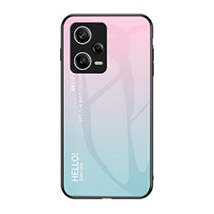 Silikon Schutzhülle Rahmen Tasche Hülle Spiegel Farbverlauf Regenbogen LS1 für Xiaomi Redmi Note 12 Pro 5G Cyan