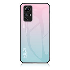 Silikon Schutzhülle Rahmen Tasche Hülle Spiegel Farbverlauf Regenbogen LS1 für Xiaomi Redmi Note 12S Cyan