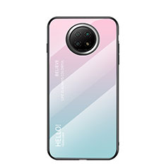 Silikon Schutzhülle Rahmen Tasche Hülle Spiegel Farbverlauf Regenbogen LS1 für Xiaomi Redmi Note 9 5G Cyan