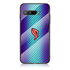 Silikon Schutzhülle Rahmen Tasche Hülle Spiegel Farbverlauf Regenbogen LS2 für Asus ROG Phone 3 Strix ZS661KS Blau