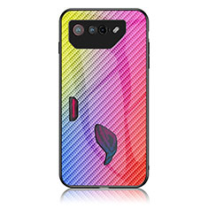 Silikon Schutzhülle Rahmen Tasche Hülle Spiegel Farbverlauf Regenbogen LS2 für Asus ROG Phone 7 Pro Rosa